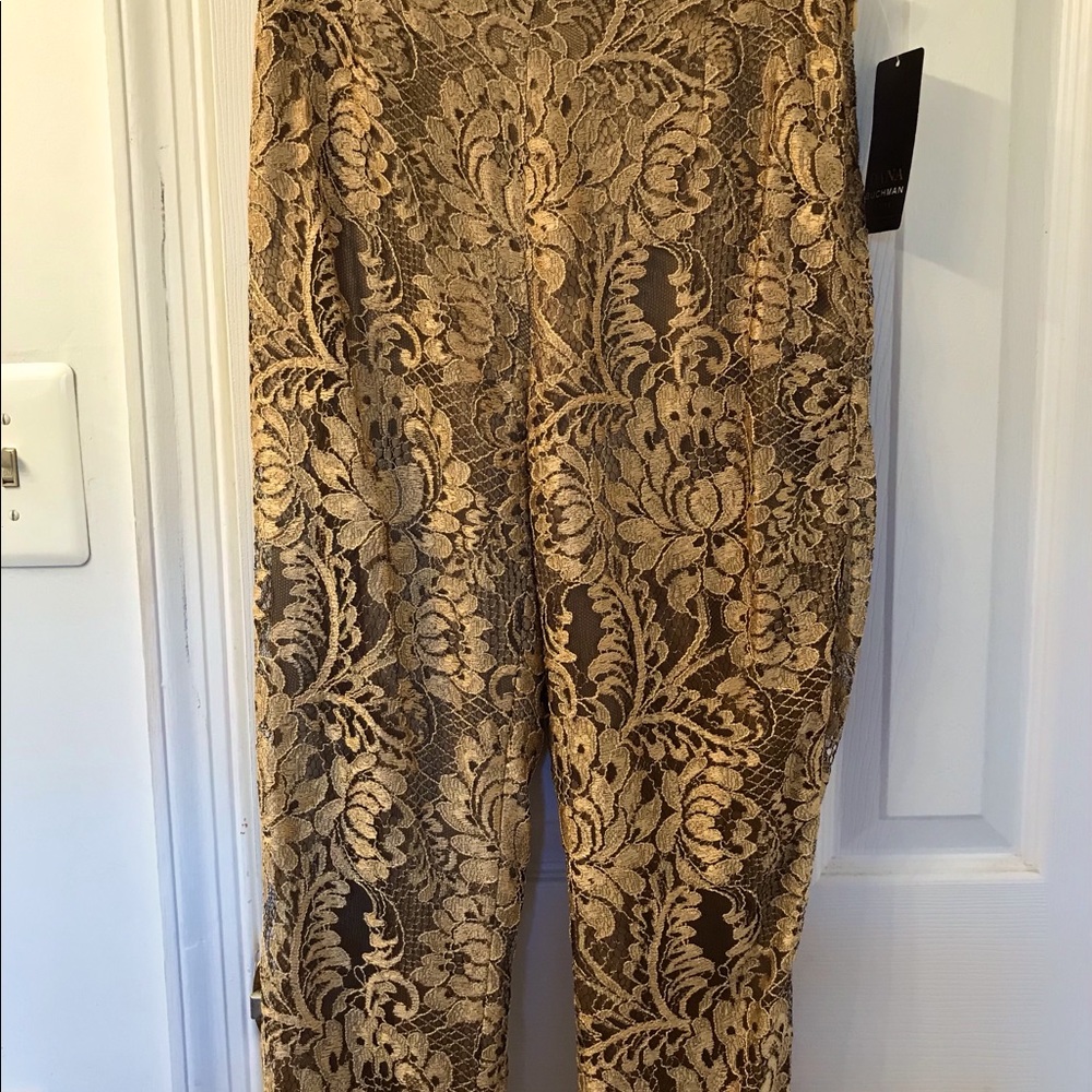NWT Dana Buchman Gold Lace Pants (size 4P)